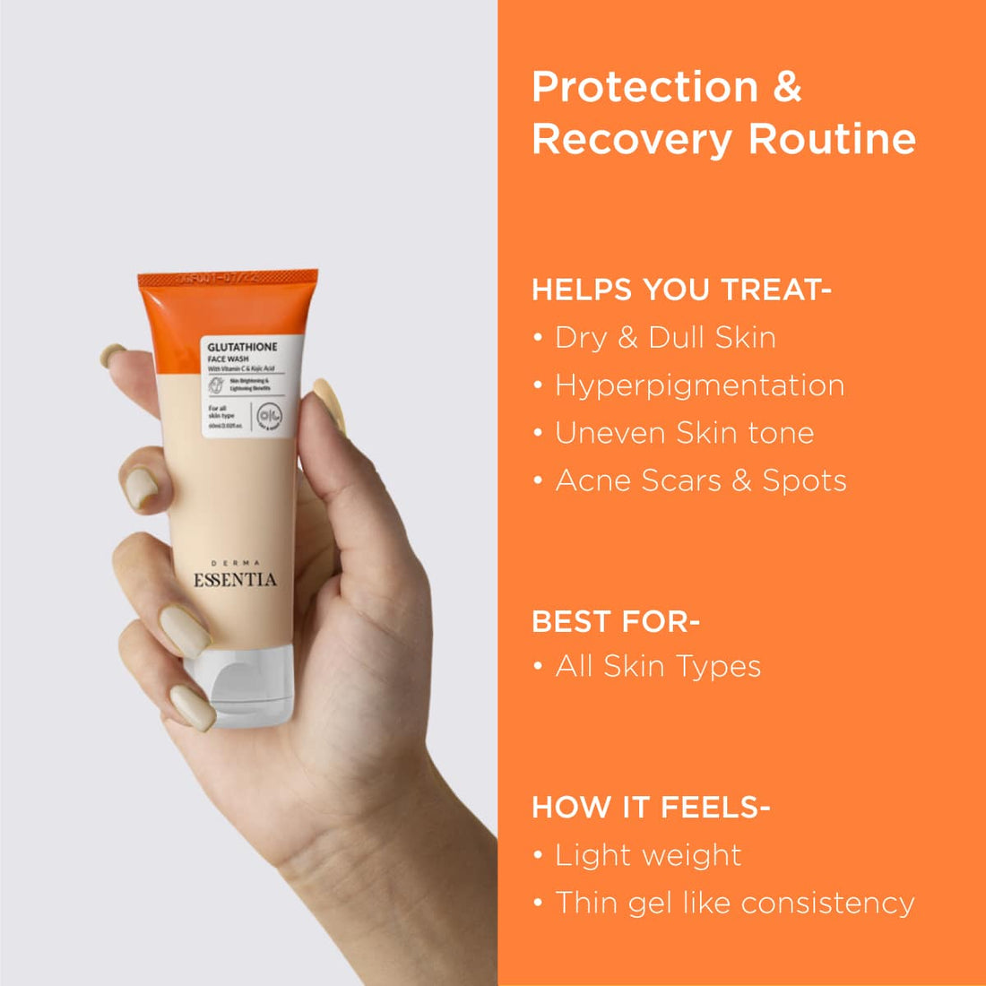 Glutathione Face Wash Derma Essentia Protection Recovery Routine